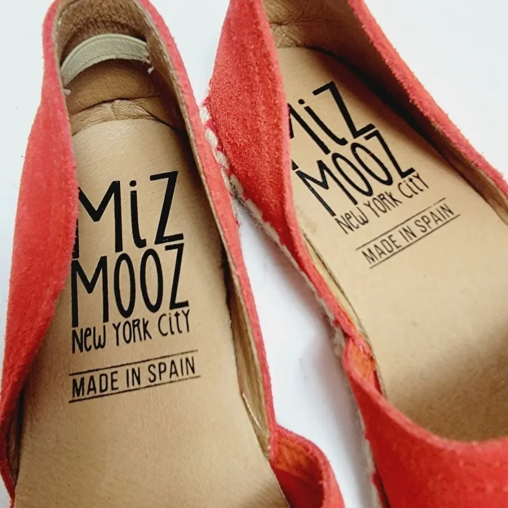 Miz Mooz Carmena Orange Suede Flat Espadrille Size 7 EU37